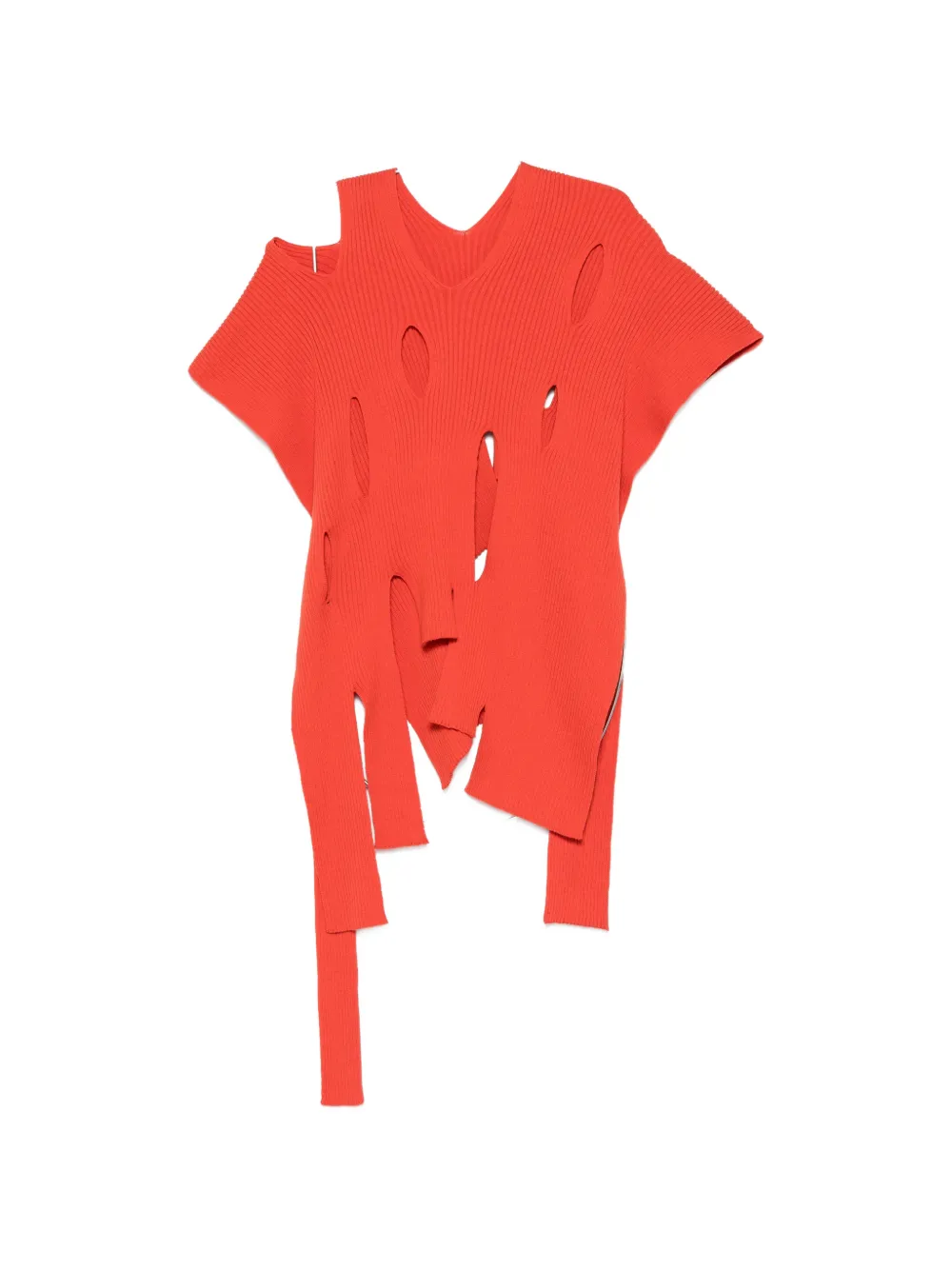 Issey Miyake ribbed cut-out top - Arancione