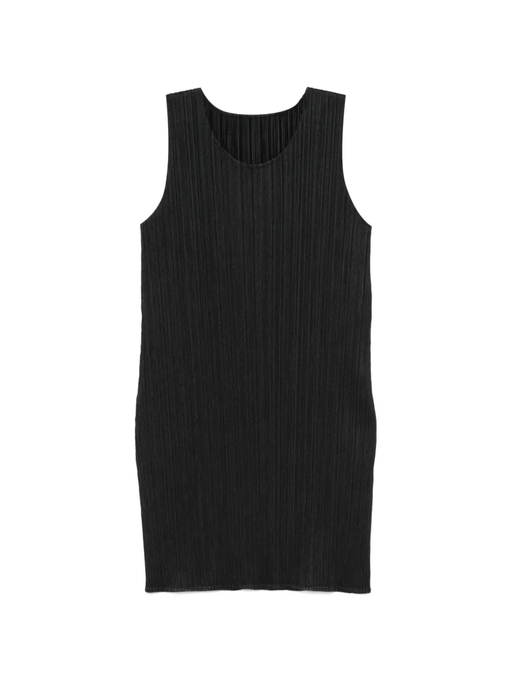 Pleats Please Issey Miyake pleated sleeveless midi dress Zwart