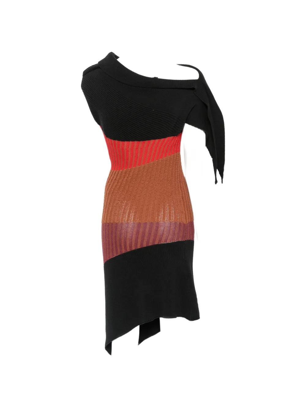 Kiko Kostadinov Asymmetrische midi-jurk met colourblocking Zwart