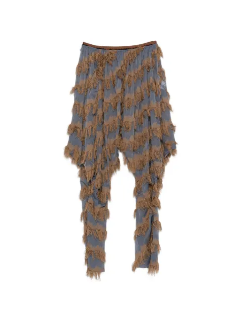 Kiko Kostadinov fringed ikat-pattern trousers