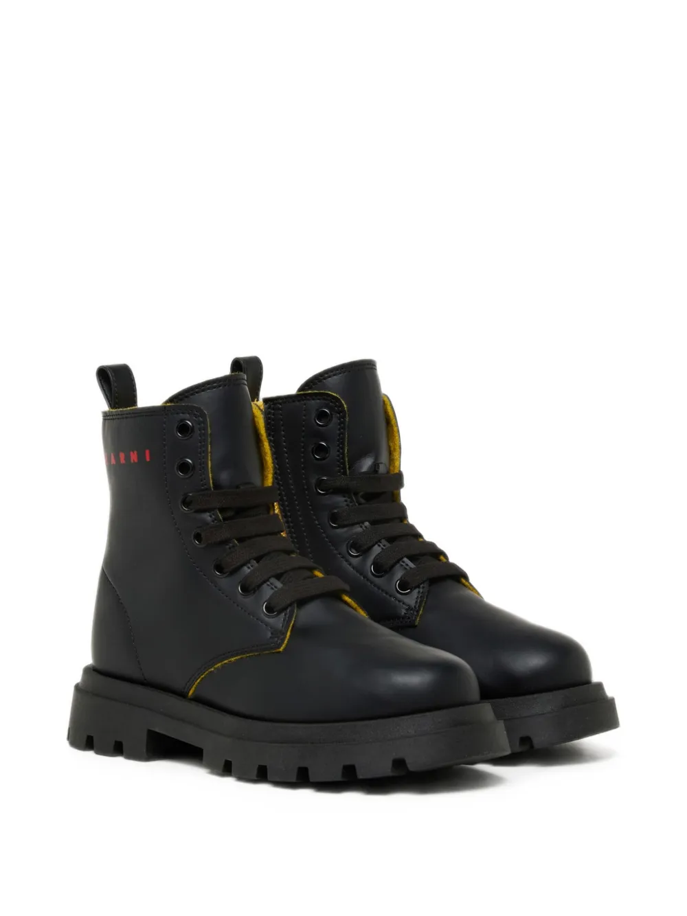 Marni Kids black army boots with logo - Nero
