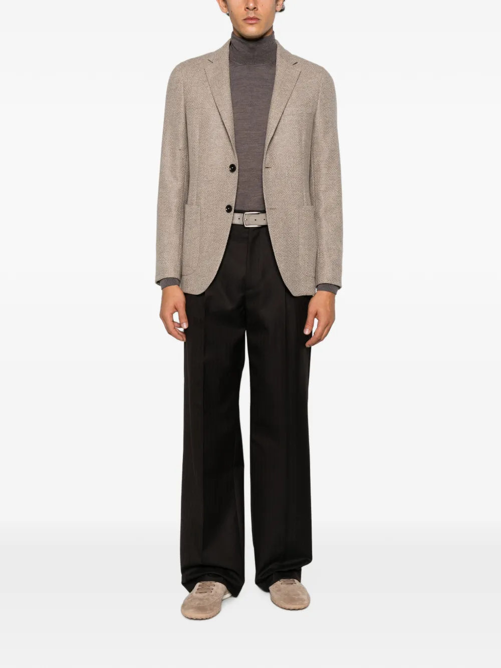 Zegna Jack van wolblend met visgraat-patroon Beige