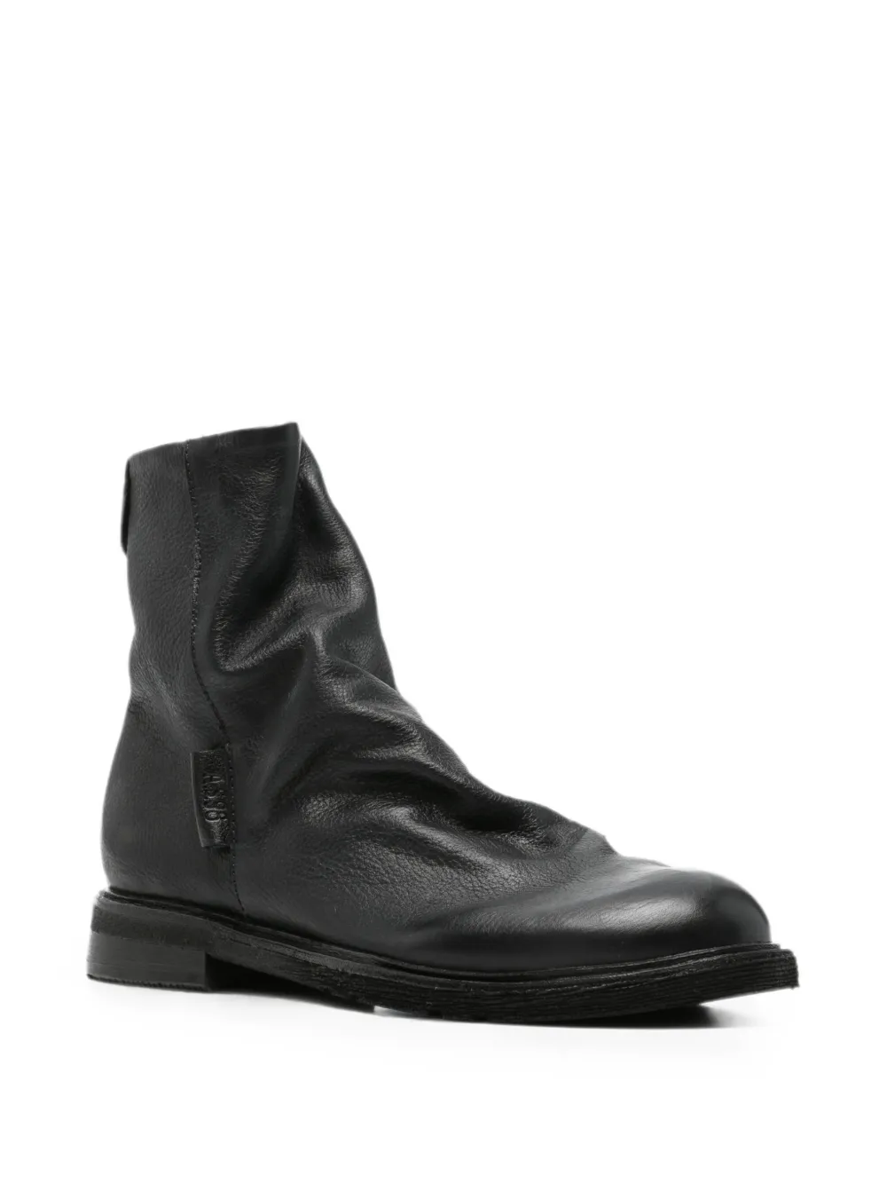 A.S.98 ruched leather ankle boots Zwart