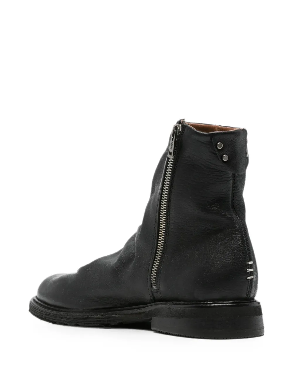 A.S.98 ruched leather ankle boots Zwart