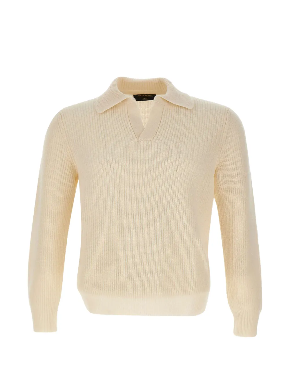 Gran Sasso Super Geelong ribbed-knit virgin-wool polo shirt - Toni neutri
