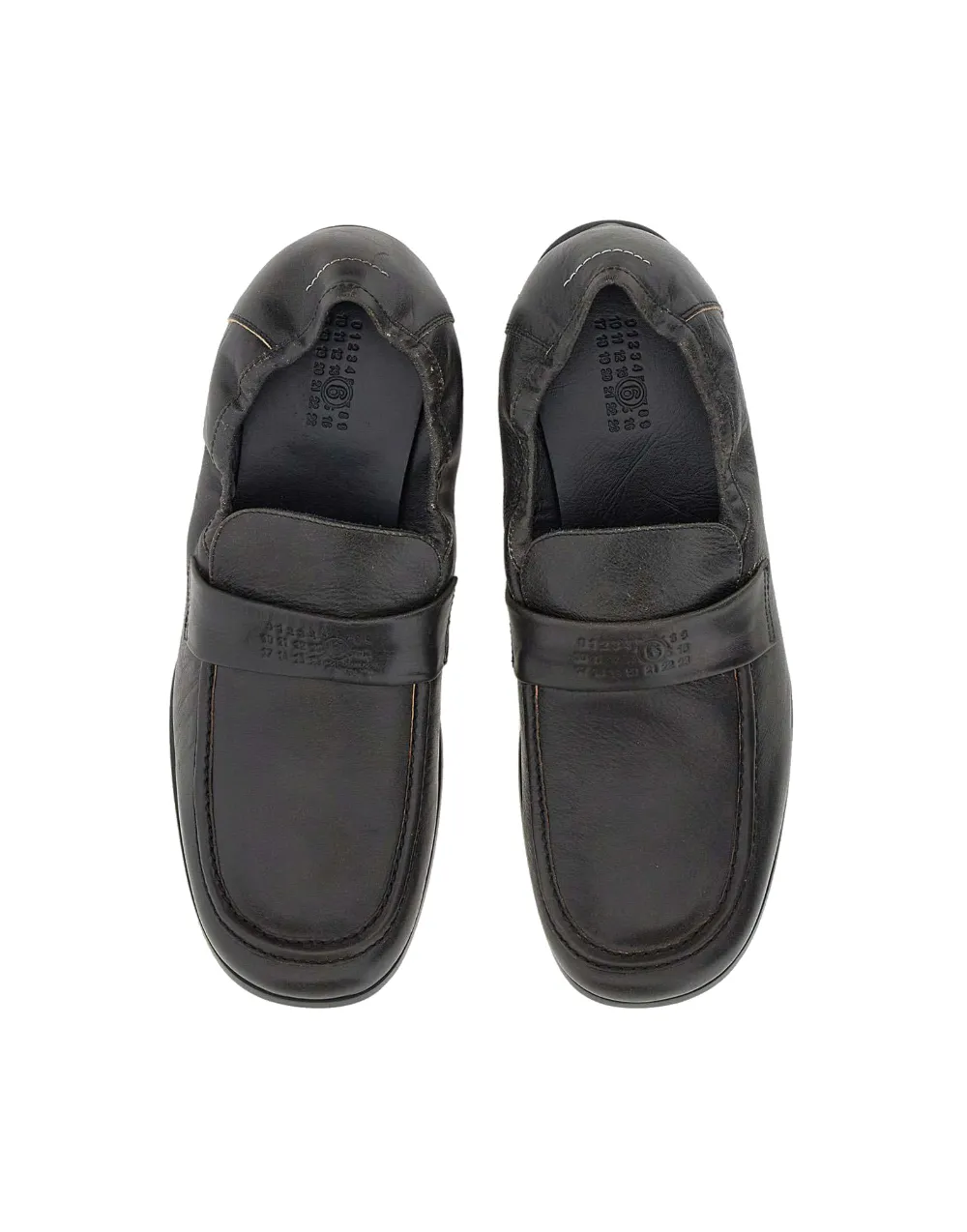 MM6 Maison Margiela swing-toe leather loafers Bruin