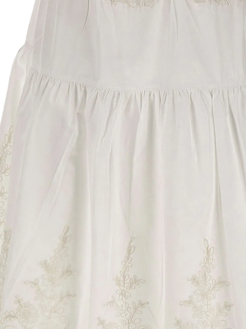 MAURIZIO MYKONOS lace-insert Ruffled Midi Dress | White | FARFETCH