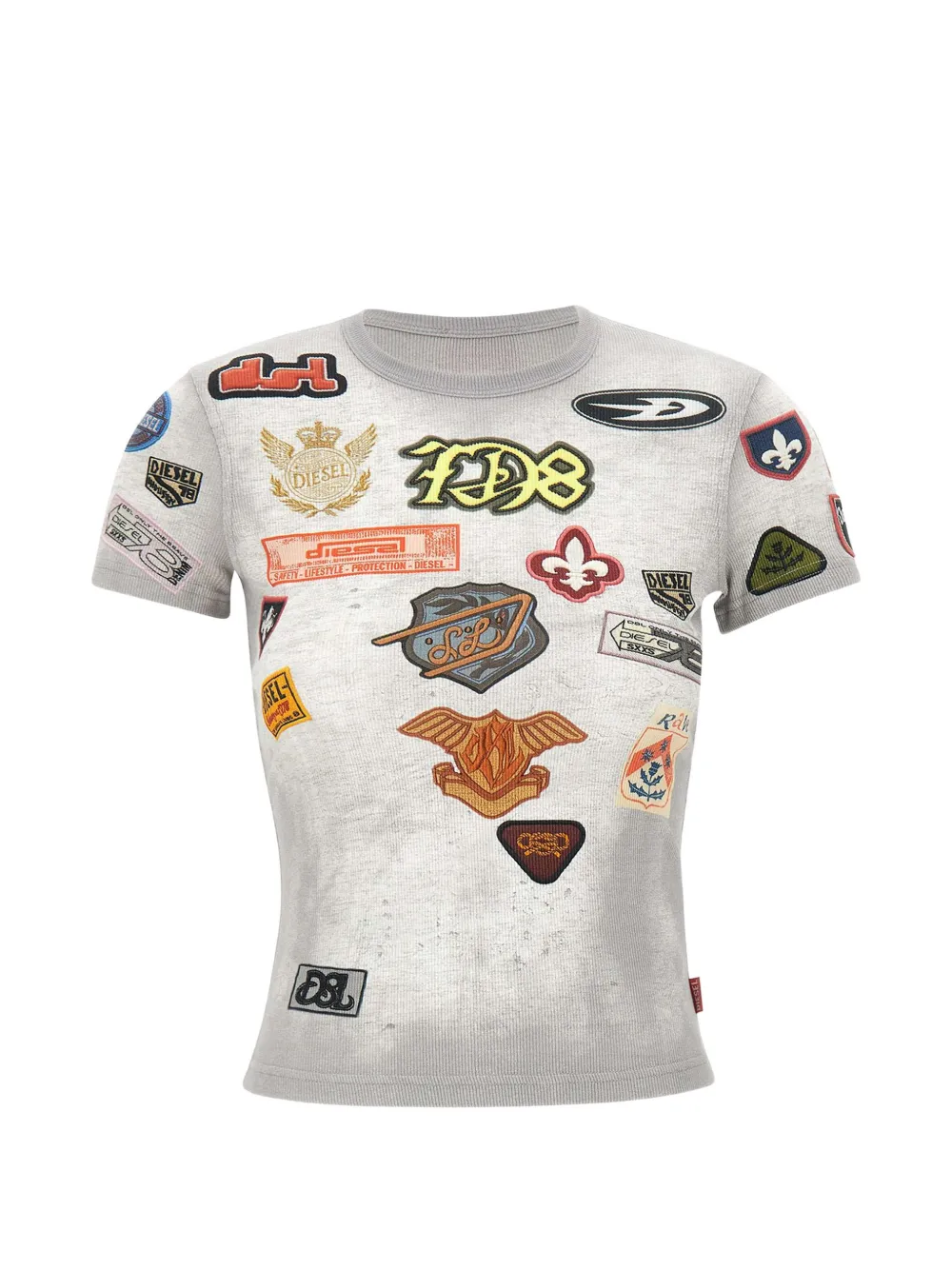 Diesel patch-print T-shirt - Grigio