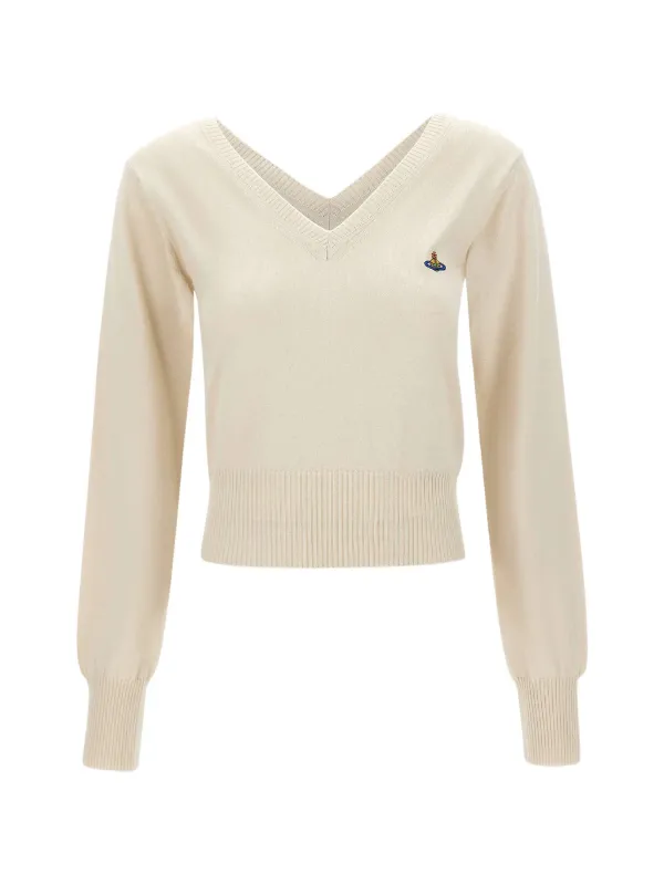Vivienne Westwood Beatrice V-neck Sweater in White