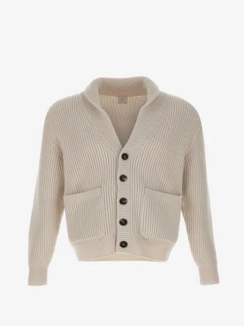 Eleventy ribbed-knit shawl-collar cardigan