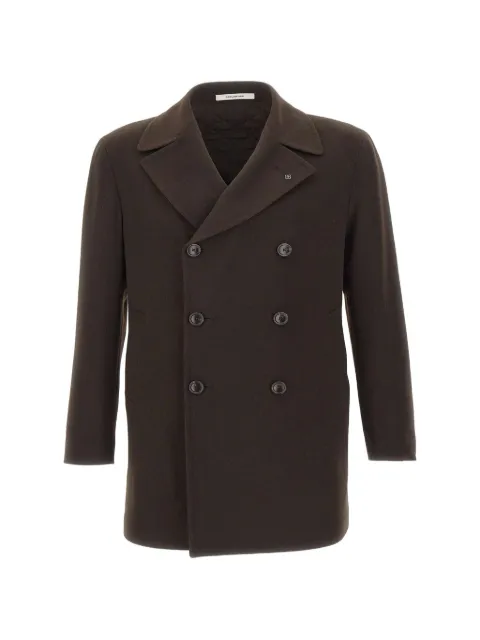 Tagliatore double-breasted logo-pin coat