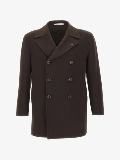Tagliatore double-breasted logo-pin coat