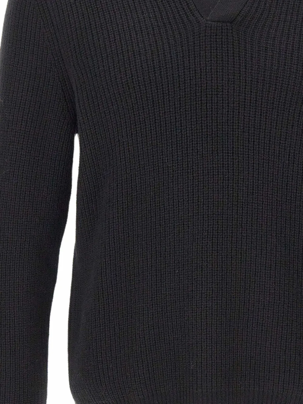 Gran Sasso Ribgebreid poloshirt met open kraag Zwart