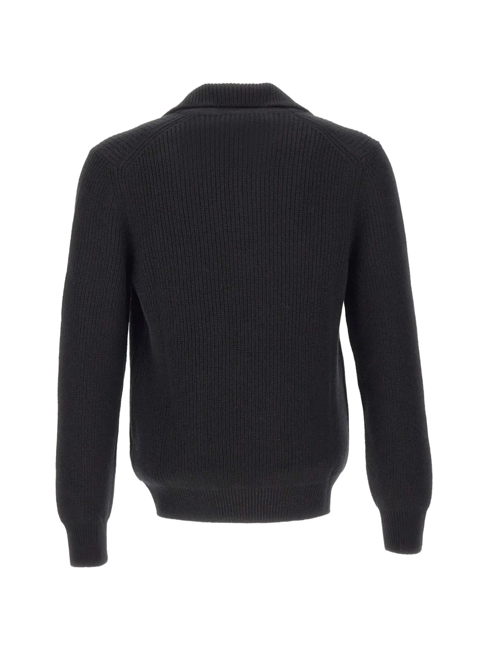 Gran Sasso Ribgebreid poloshirt met open kraag Zwart