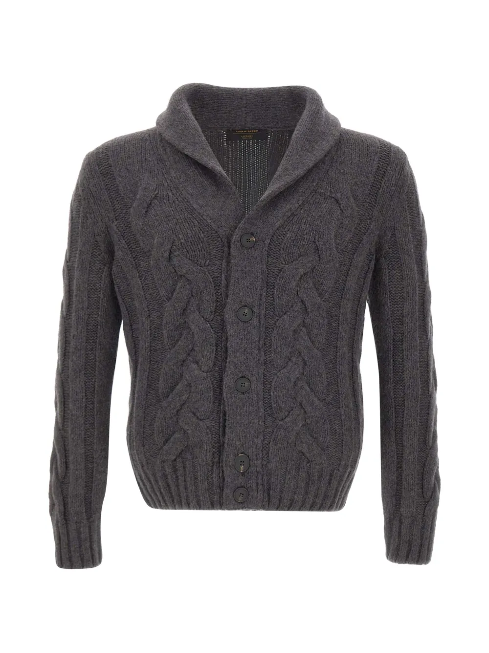 Gran Sasso cable-knit shawl-collar sweater - Grau