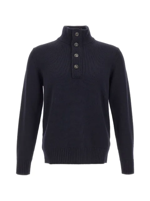 Kangra ribstrikket sweater med knapkrave