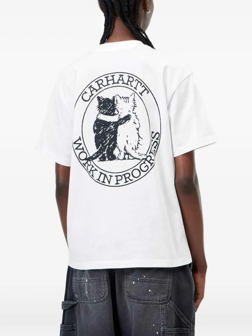 Carhartt WIP S S Hugging Cats T-Shirt Wit