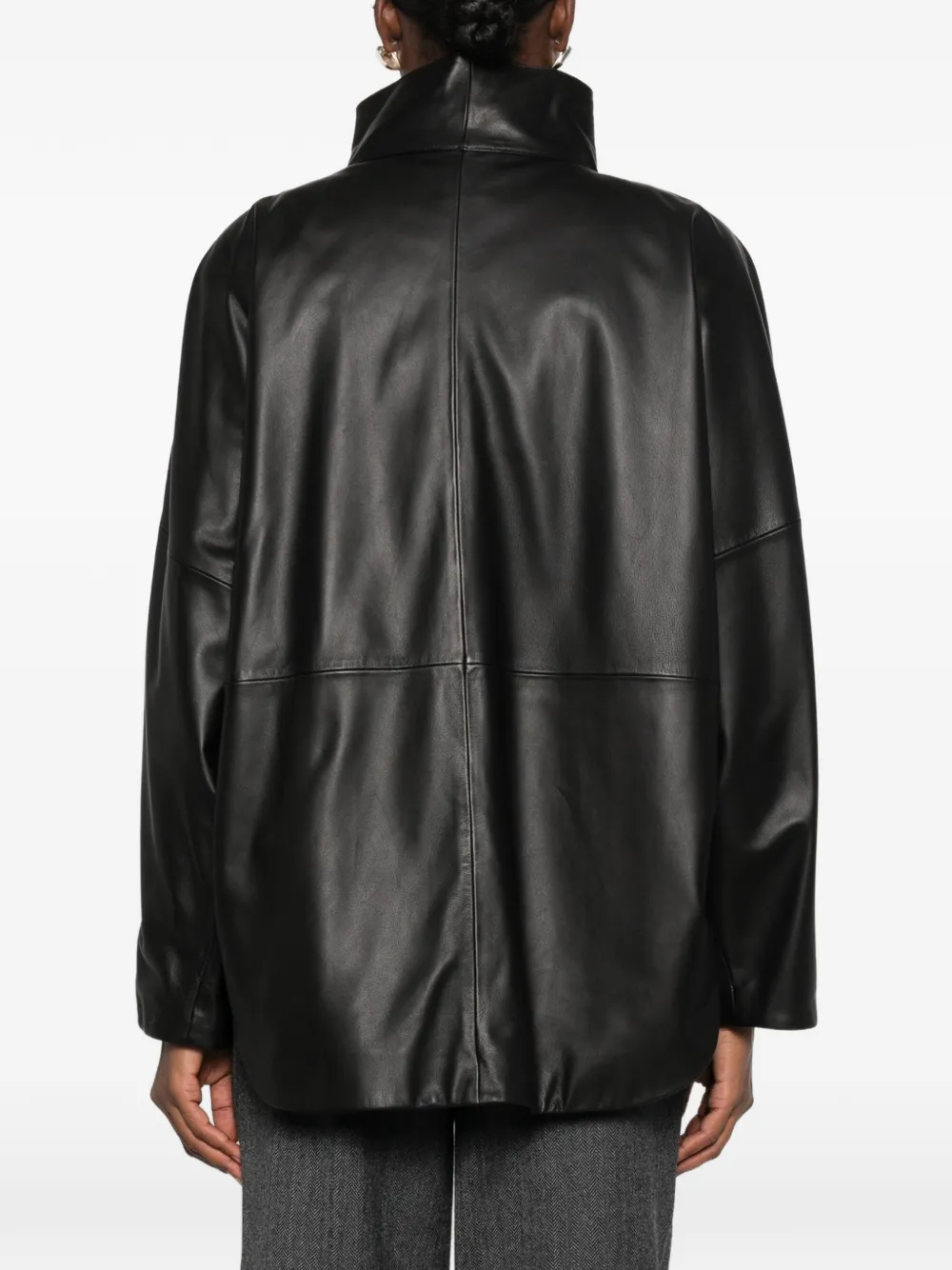 TOTEME Parachute leren jack Zwart