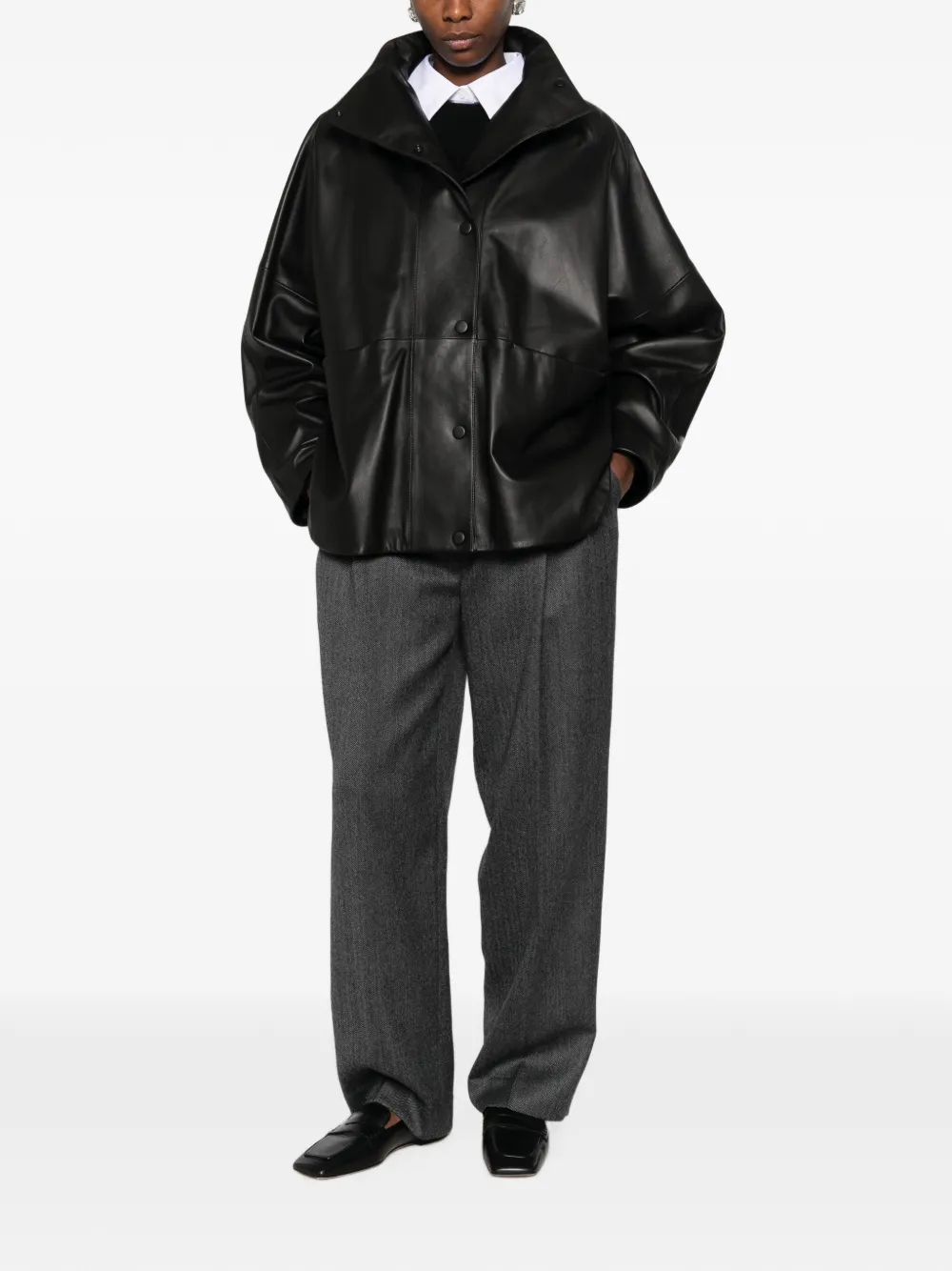 TOTEME Parachute leren jack Zwart