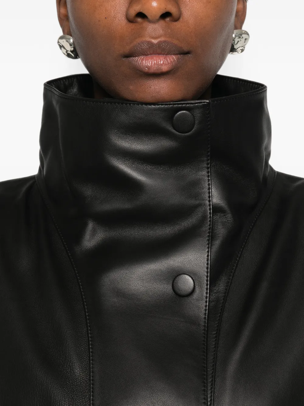 TOTEME Parachute leren jack Zwart