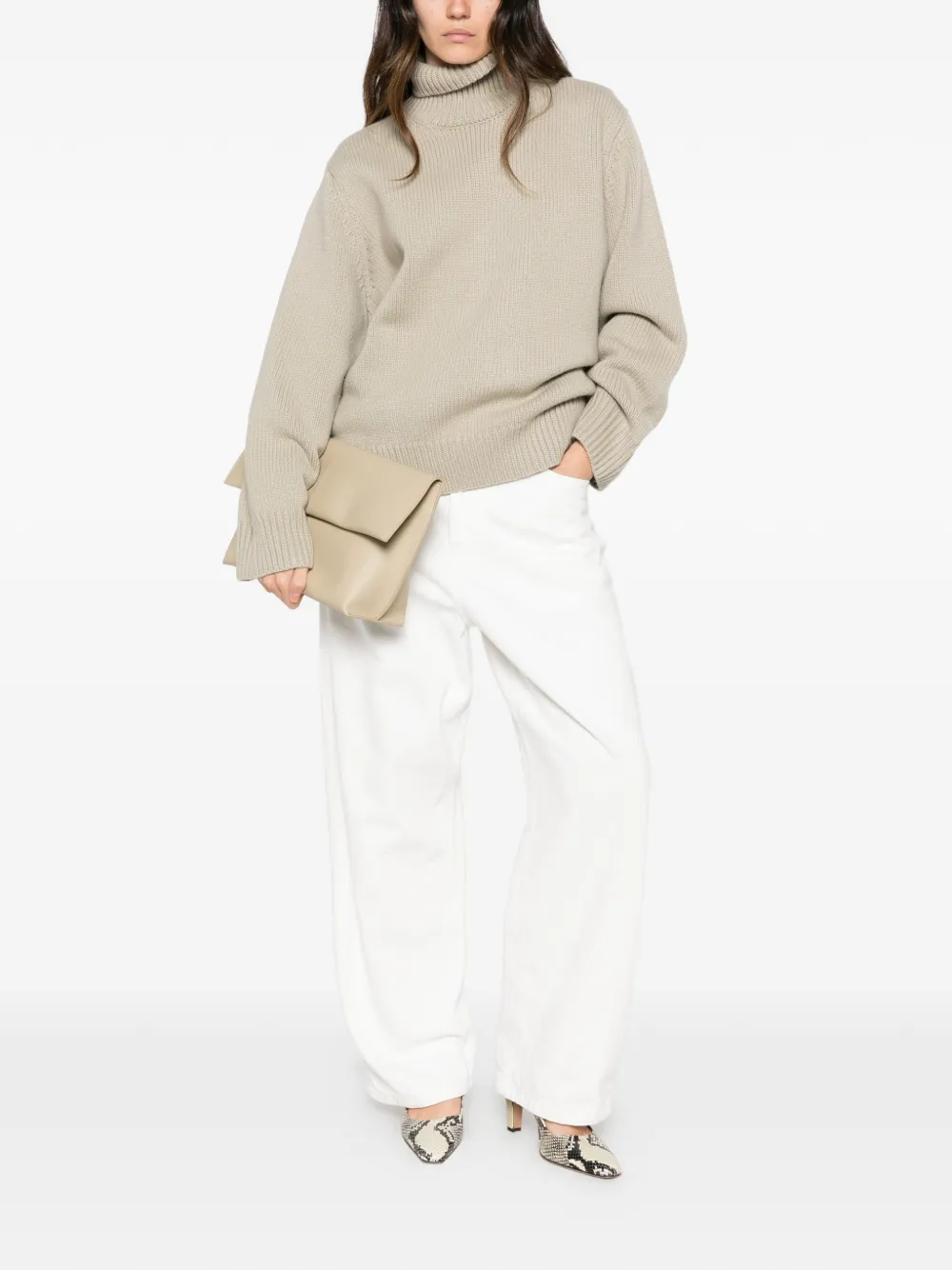 TOTEME Geribbelde coltrui Beige