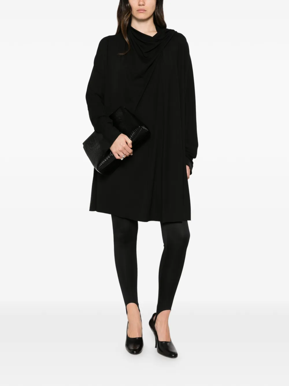 TOTEME Asymmetrische mini-jurk met sjaal-detail Zwart