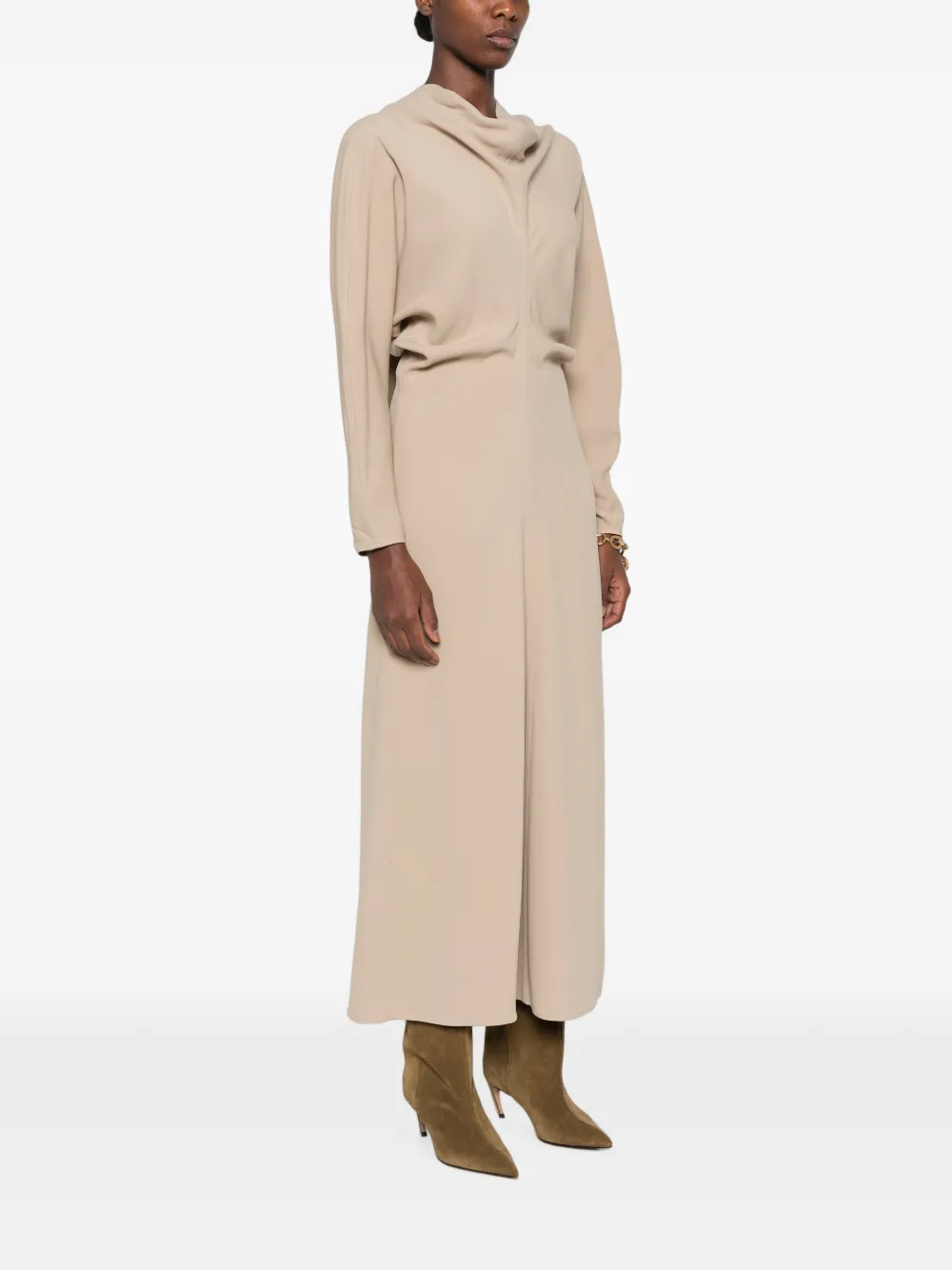 TOTEME Gedrapeerde maxi-jurk met sjaal Beige