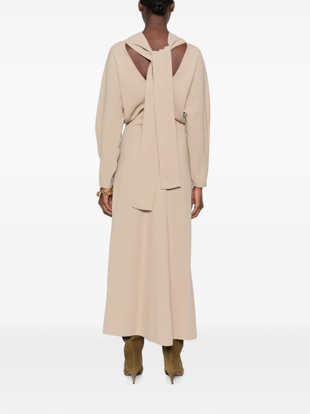 TOTEME Gedrapeerde maxi-jurk met sjaal Beige