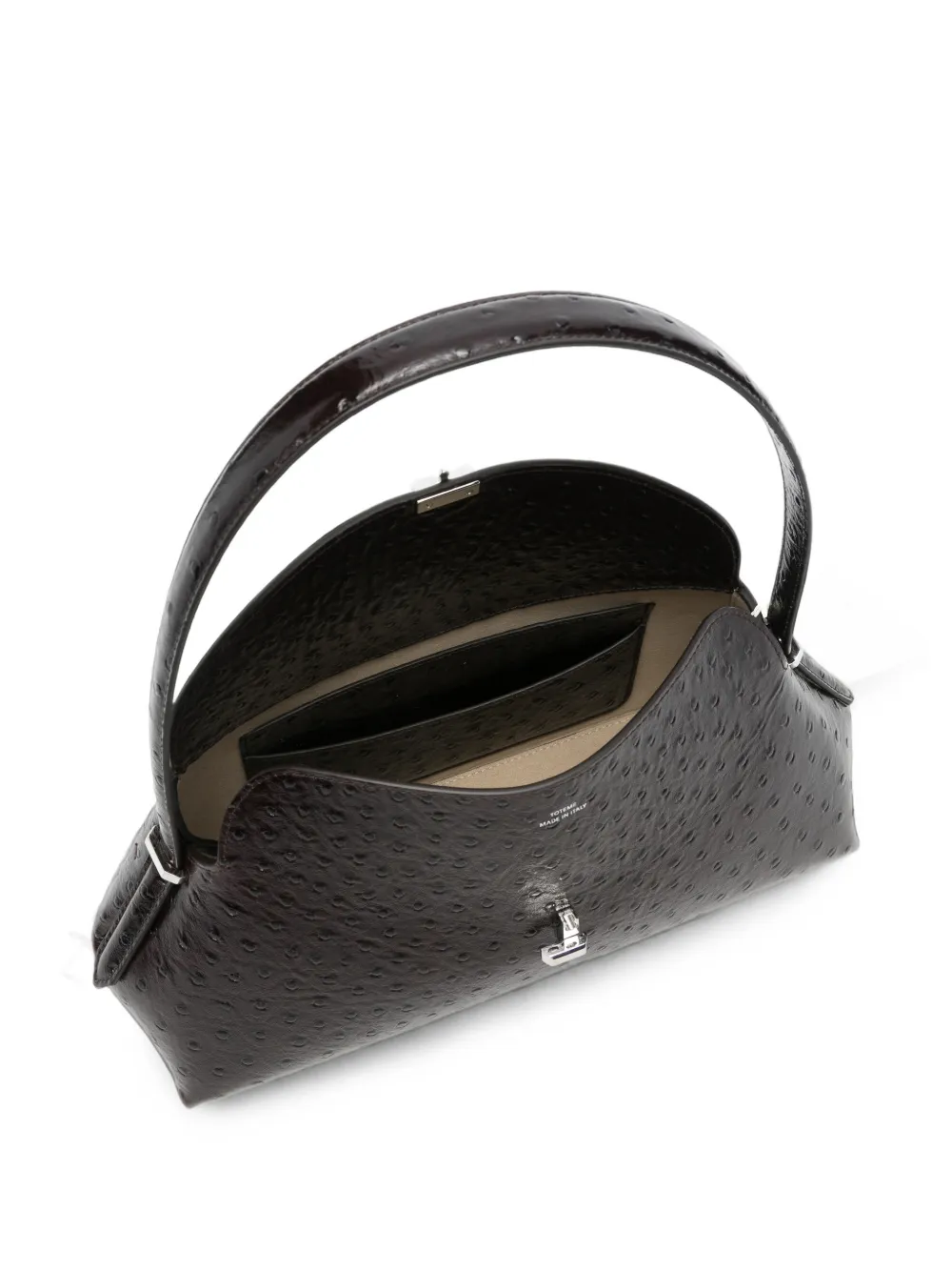 TOTEME T-Lock ostrich-embossed shoulder bag Bruin