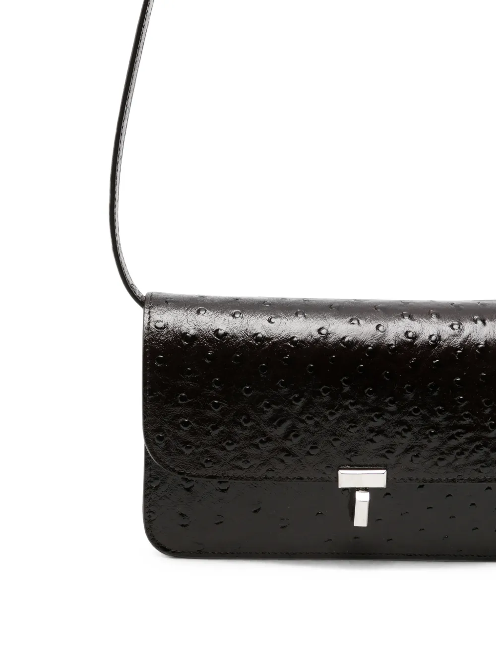 TOTEME T-lock crossbodytas met struisvogel-reliëf Rood