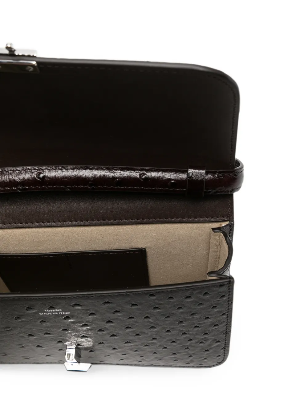 TOTEME T-lock crossbodytas met struisvogel-reliëf Rood