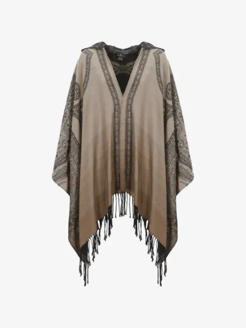 ETRO paisley-pattern fringed cape