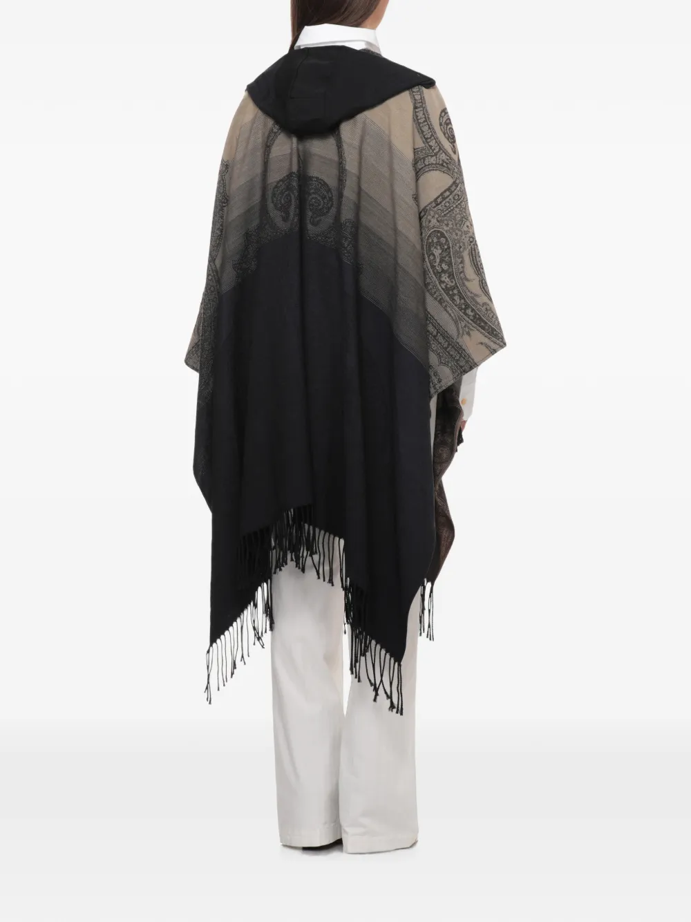 ETRO Cape met paisley-print en franje Beige