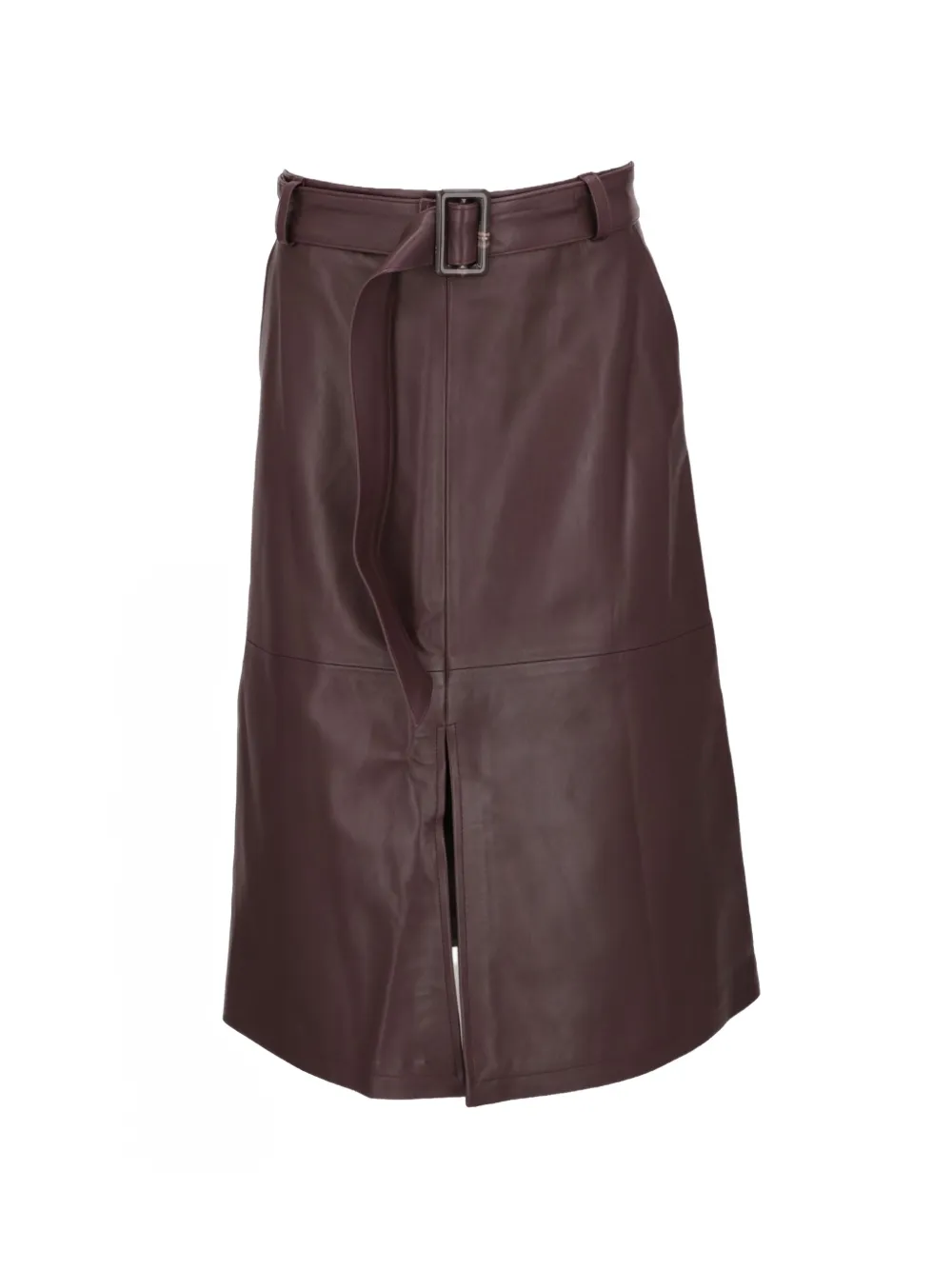 Isaia belted front-slit A-line midi skirt - Rosso
