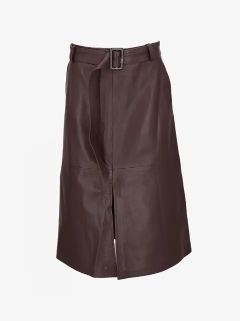 Isaia belted front-slit A-line midi skirt