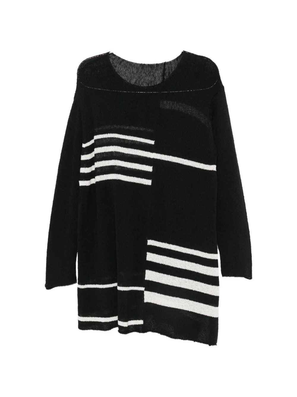 Yohji Yamamoto intarsia-knit distressed-effect sweater - Schwarz