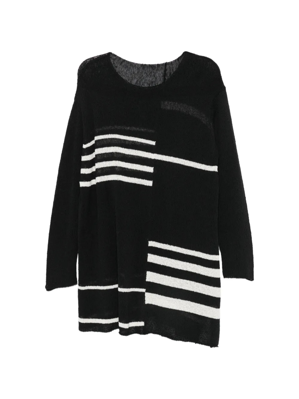 Yohji Yamamoto intarsia-knit distressed-effect sweater - Nero
