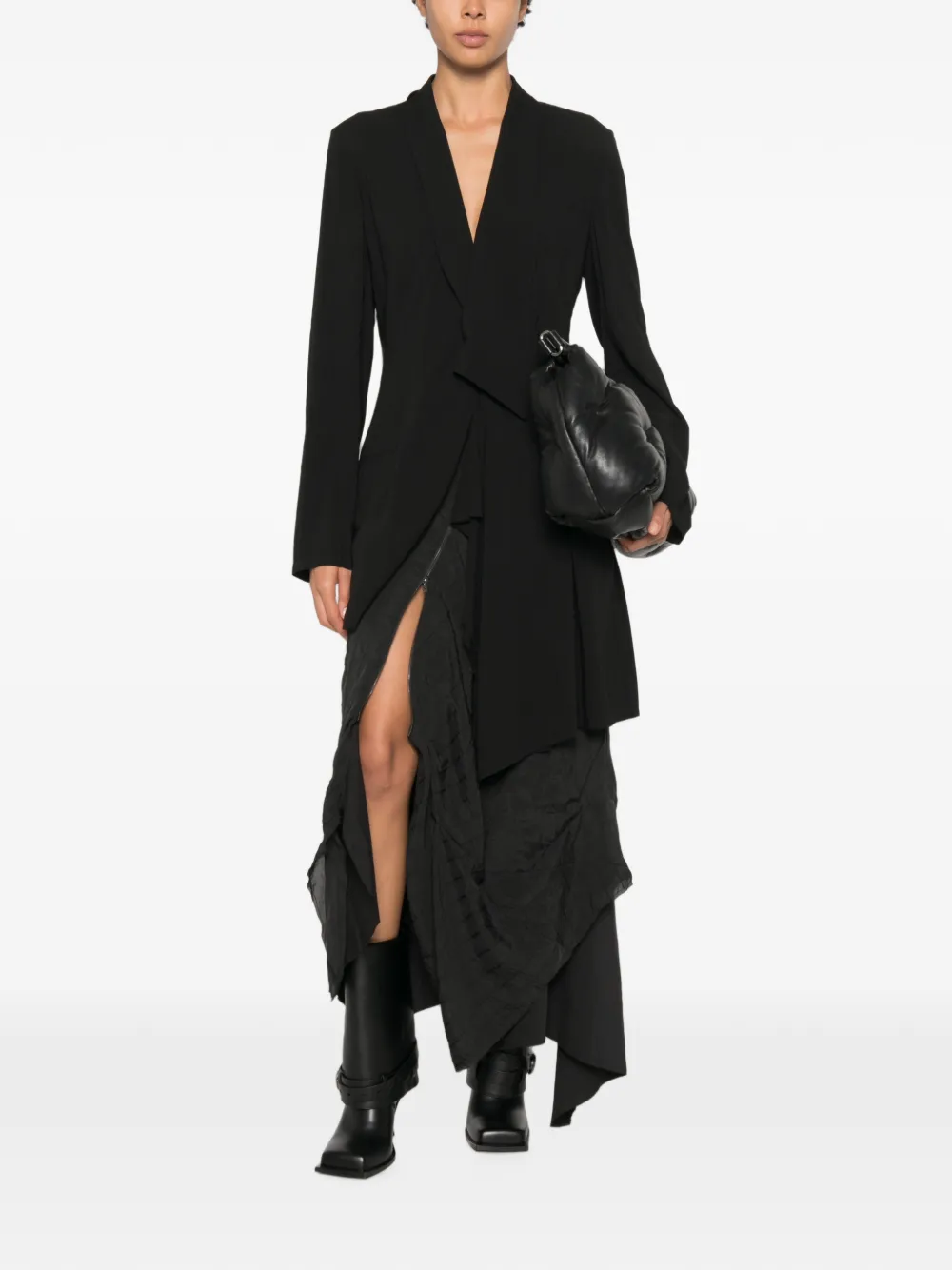 Yohji Yamamoto asymmetric-hem blazer Zwart