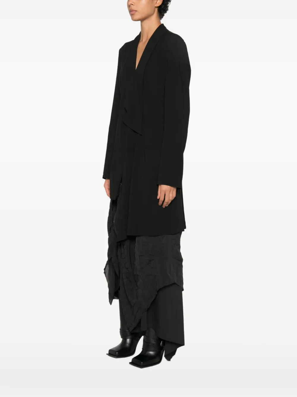 Yohji Yamamoto asymmetric-hem blazer Zwart