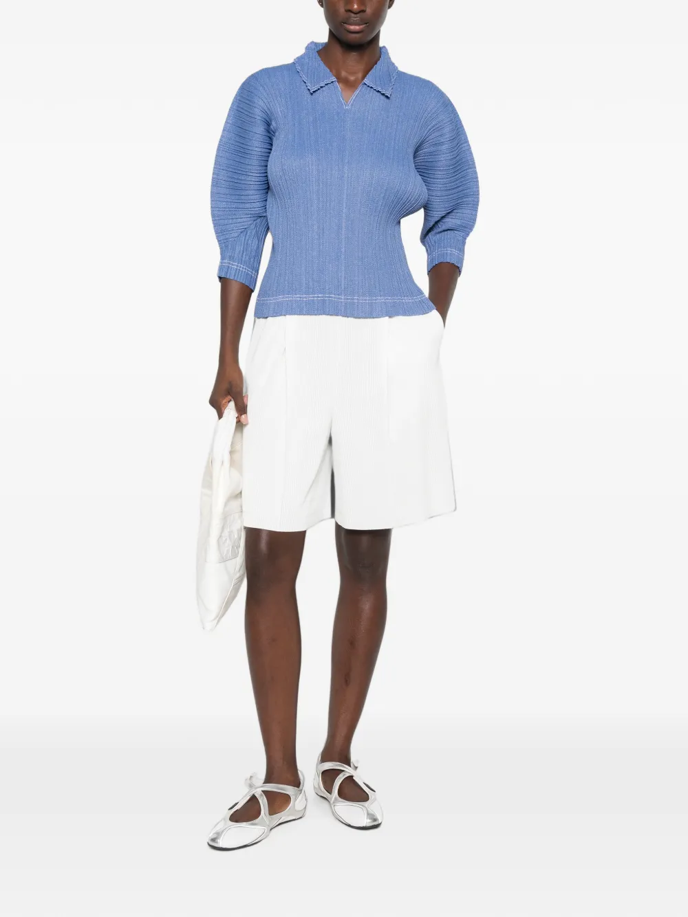 Pleats Please Issey Miyake Geplooide shorts Wit