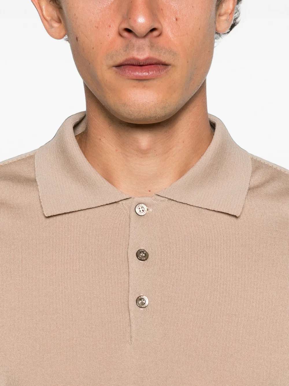 Canali Poloshirt met lange mouwen Beige