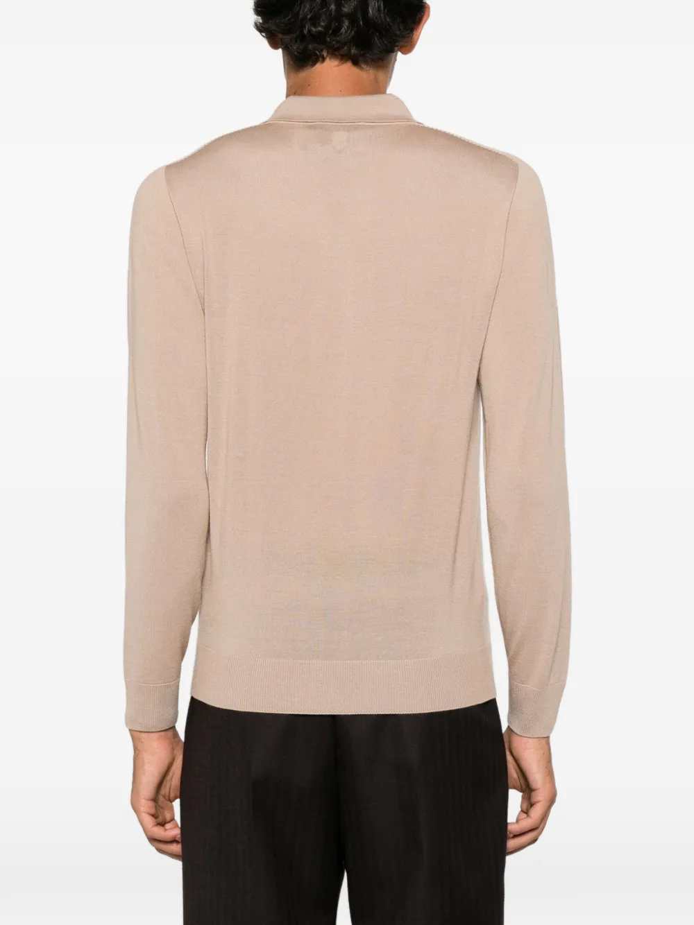 Canali Poloshirt met lange mouwen Beige