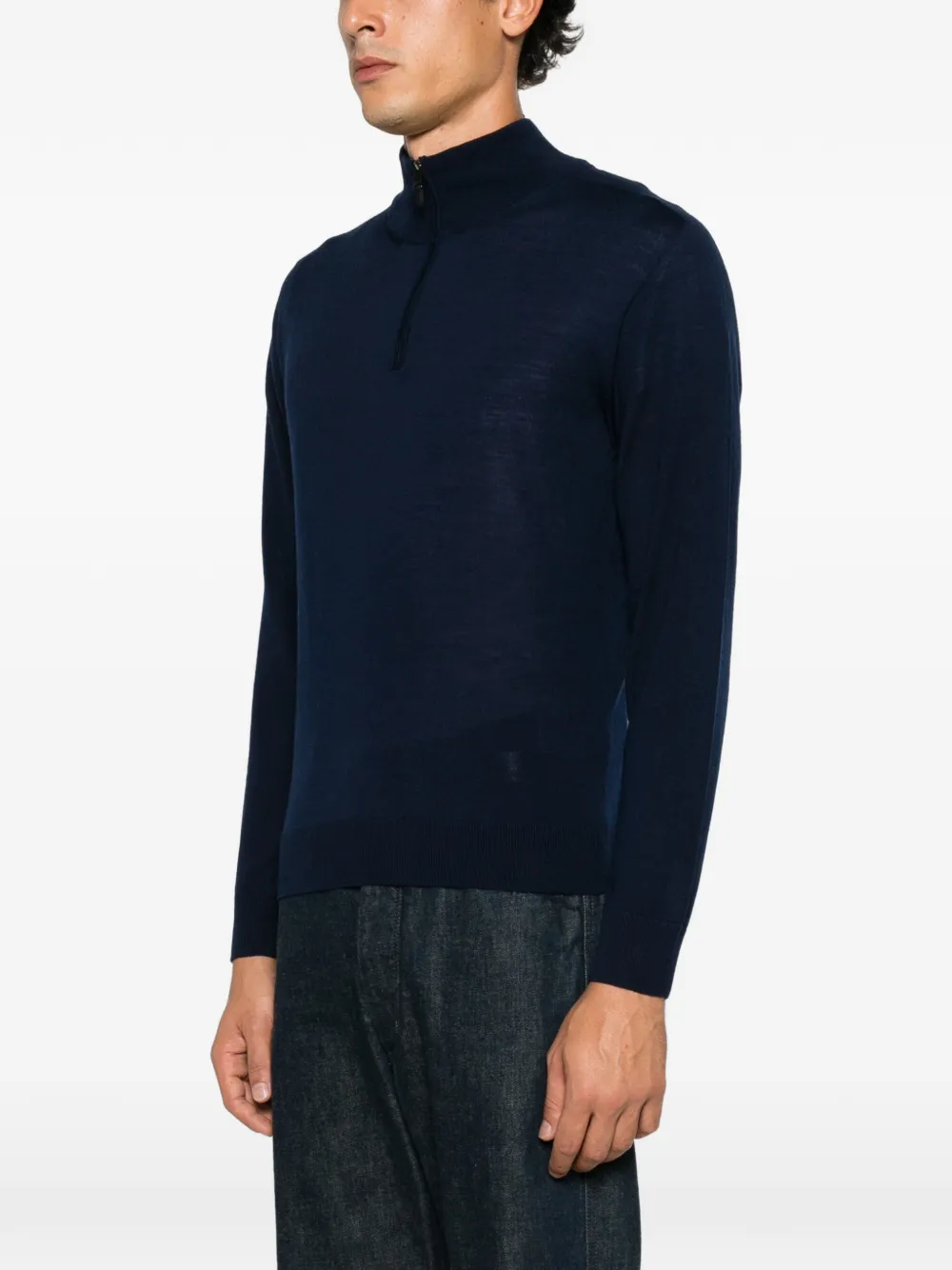 Canali quarter-zip knitted sweater Blauw