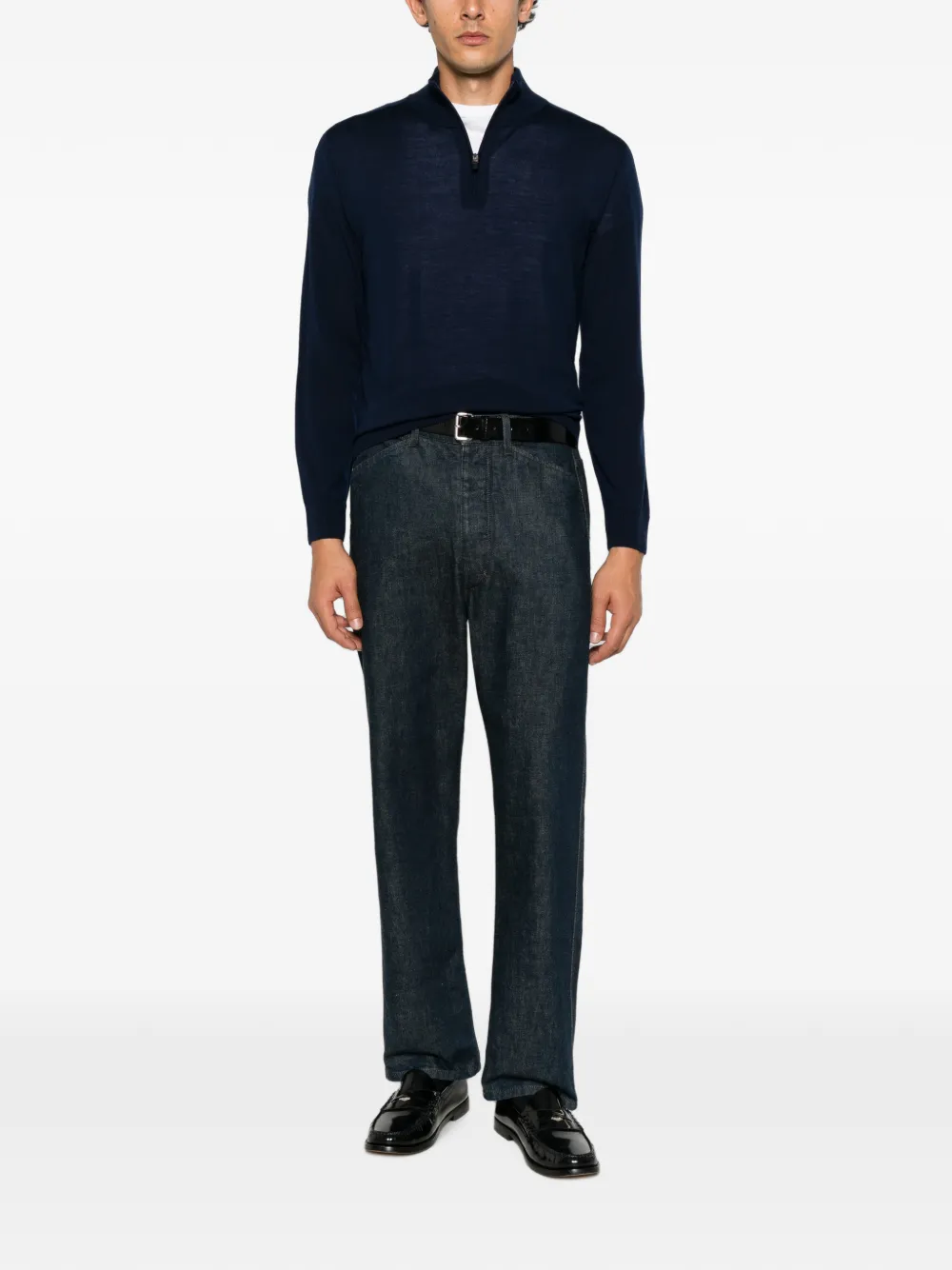 Canali quarter-zip knitted sweater Blauw