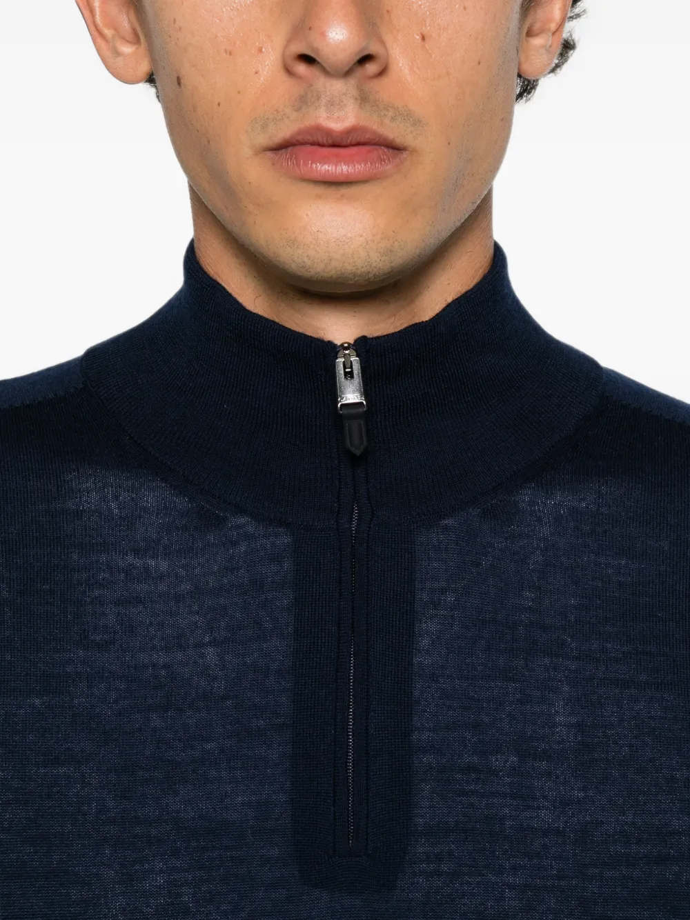Canali quarter-zip knitted sweater Blauw