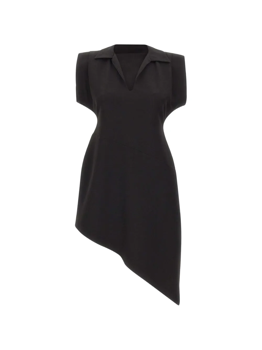 kaos asymmetric padded-shoulder midi dress - Schwarz