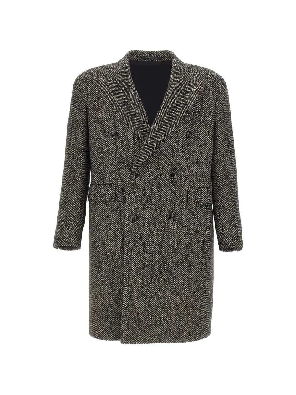 Tagliatore Pino Lerario herringbone double-breasted coat - Schwarz