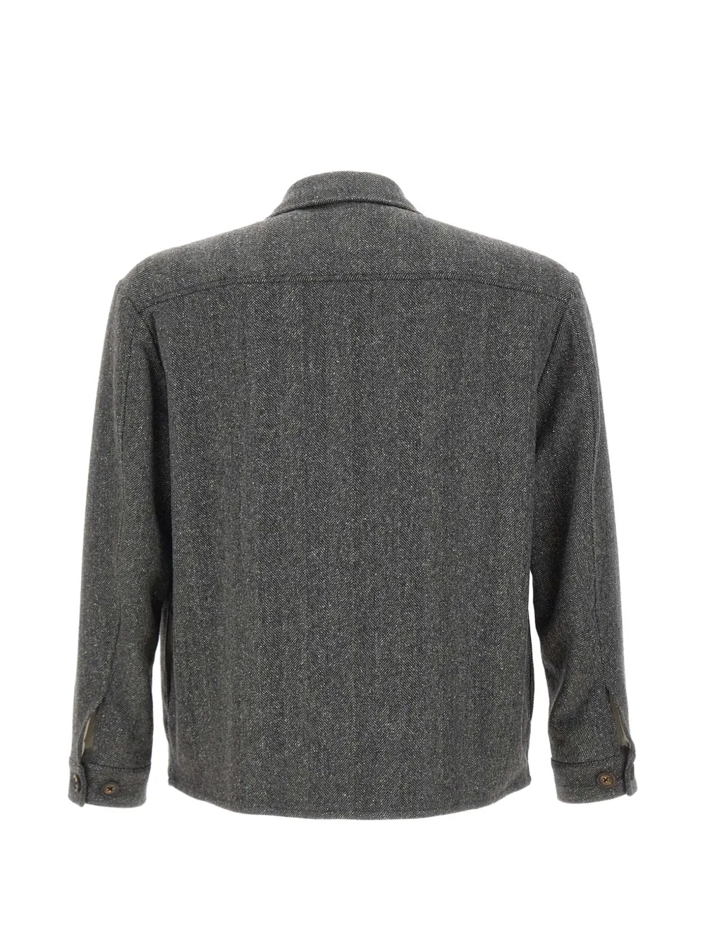 Eleventy Wolmix shirtjack met visgraatpatroon Grijs