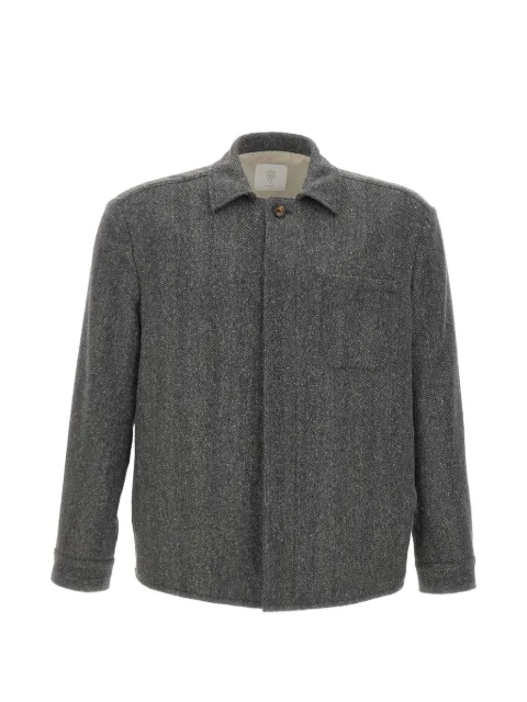 Eleventy herringbone-pattern wool-blend shirt jacket