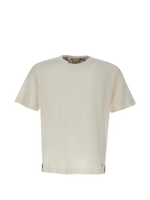 BOB embroidered-logo floral-trim T-shirt